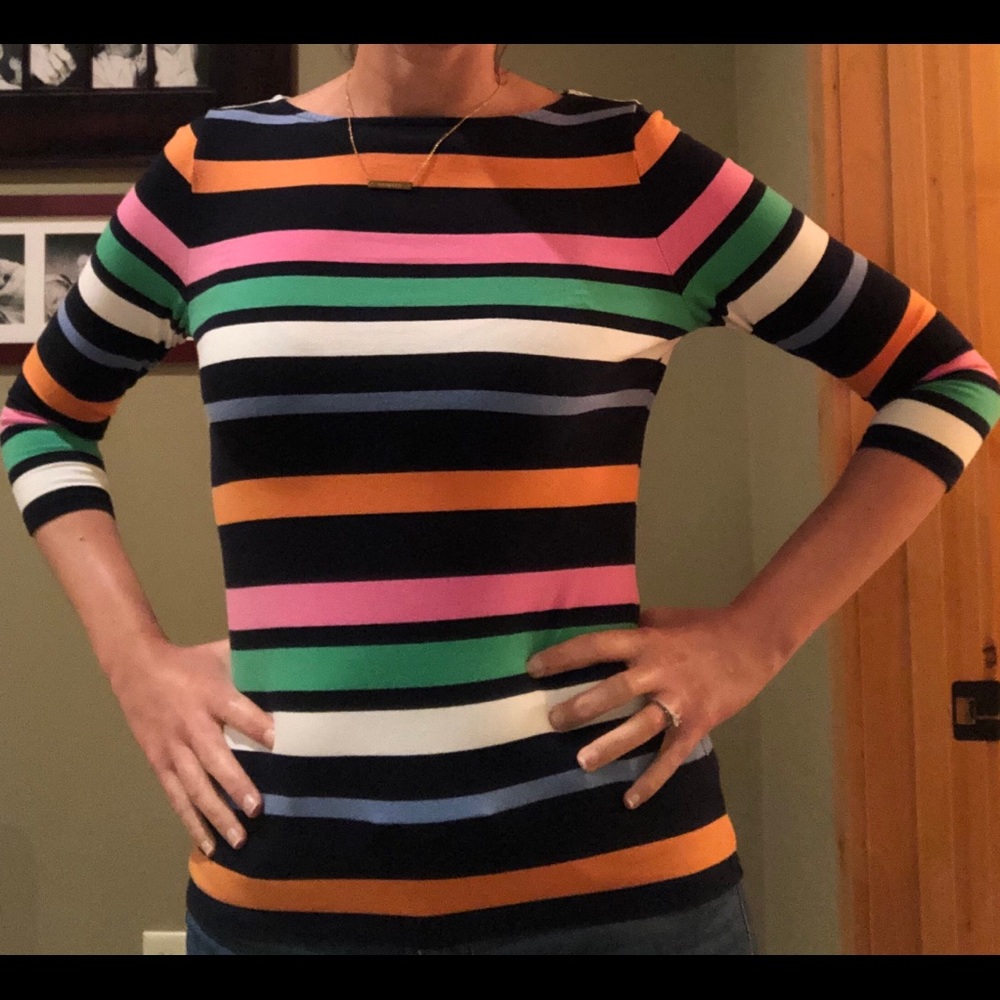 Chaps knit mulitcolor 3/4 length sleeve